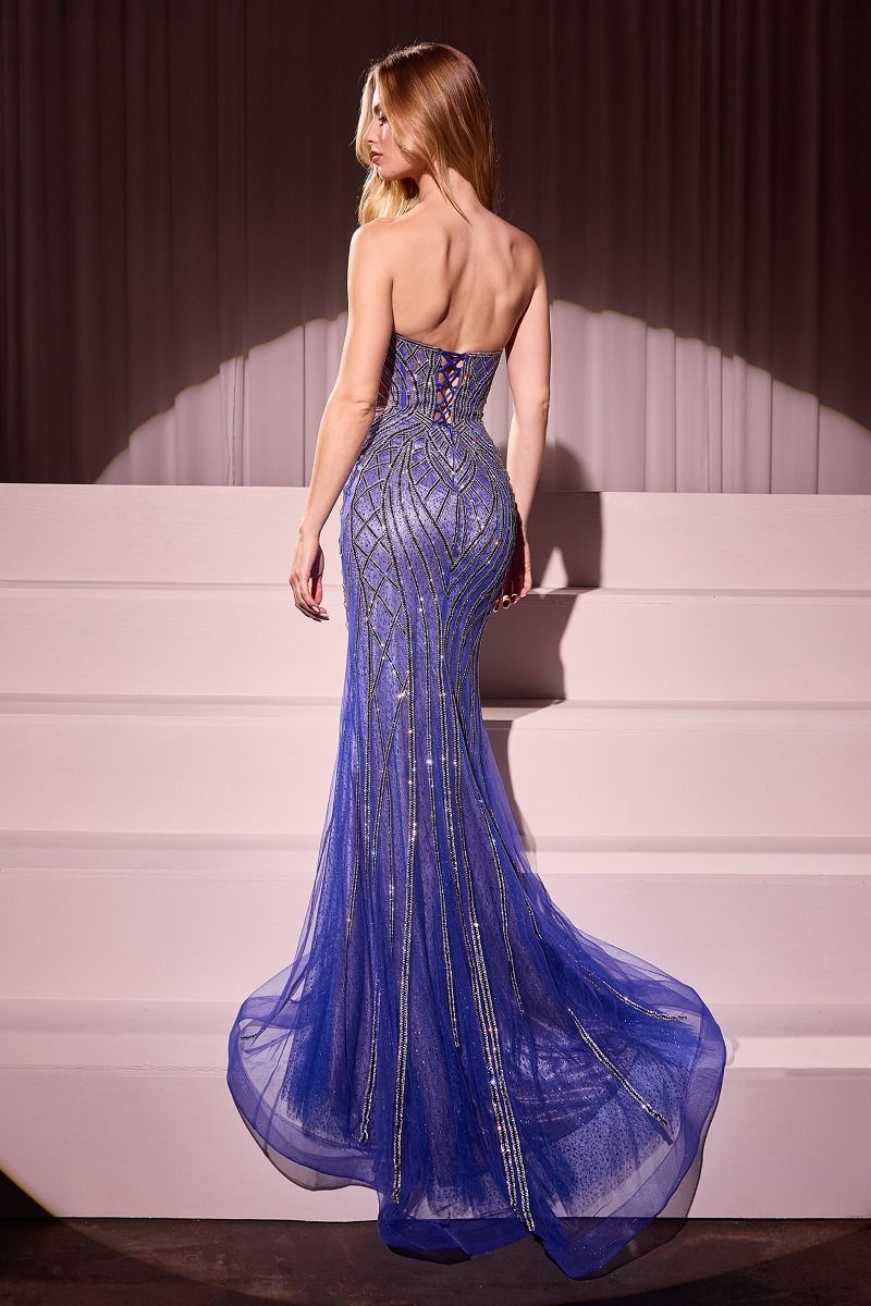 Maxwell Gown - Royal - CRYSTAL STRAPLESS EMBELLISHED MERMAID GOWN