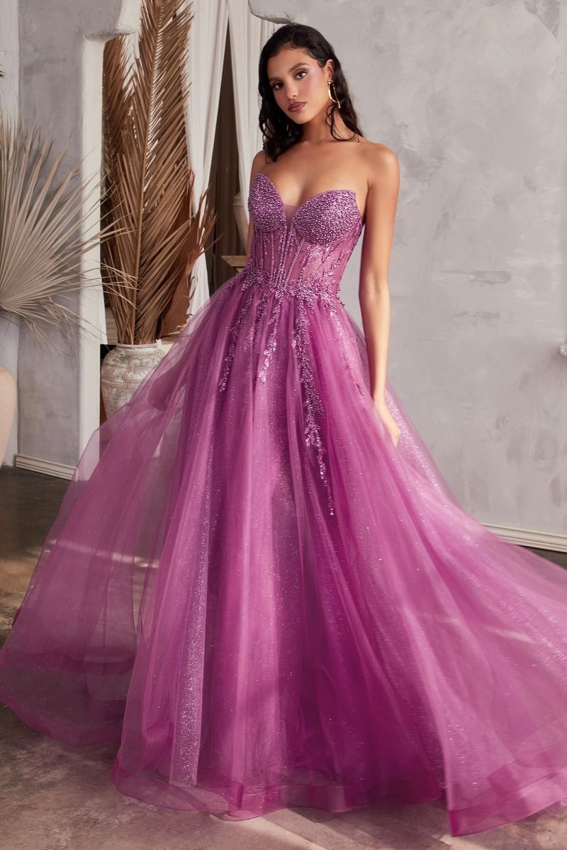 Marisol Gown - Pearl Beaded Glitter Tulle Ball Gown