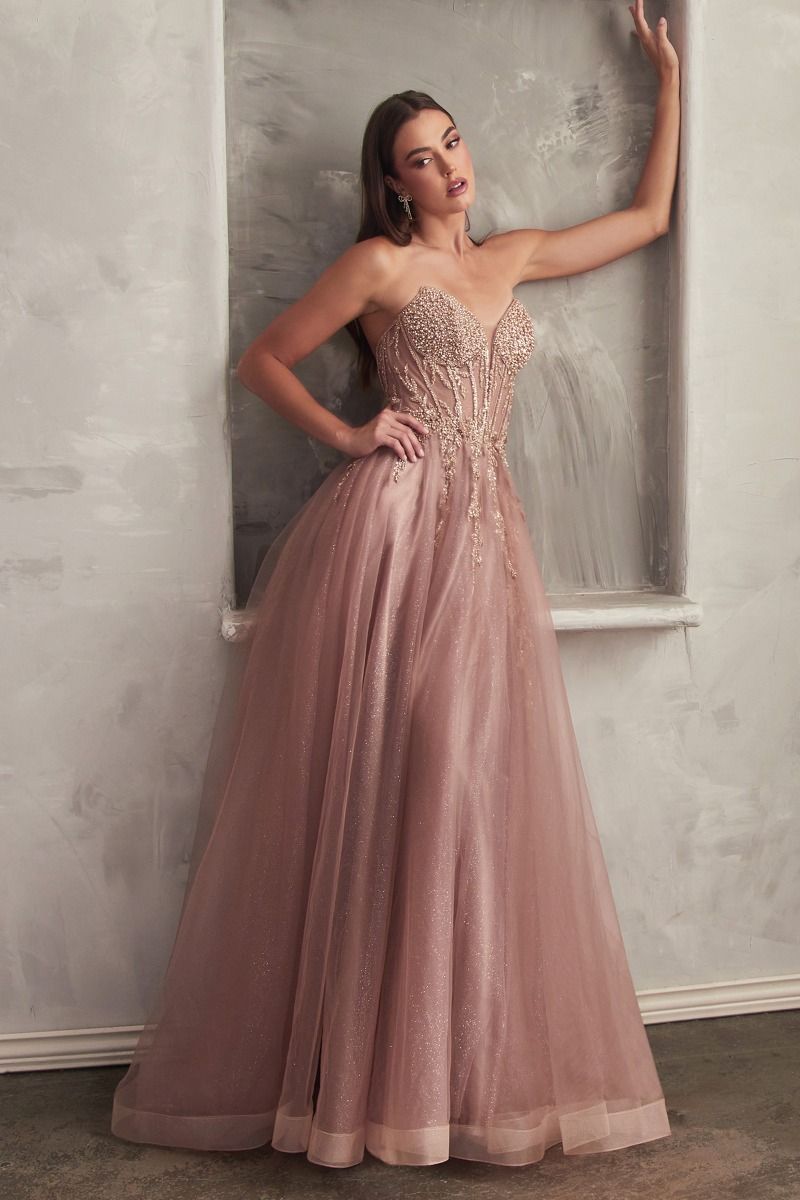 Marisol Gown - Pearl Beaded Glitter Tulle Ball Gown