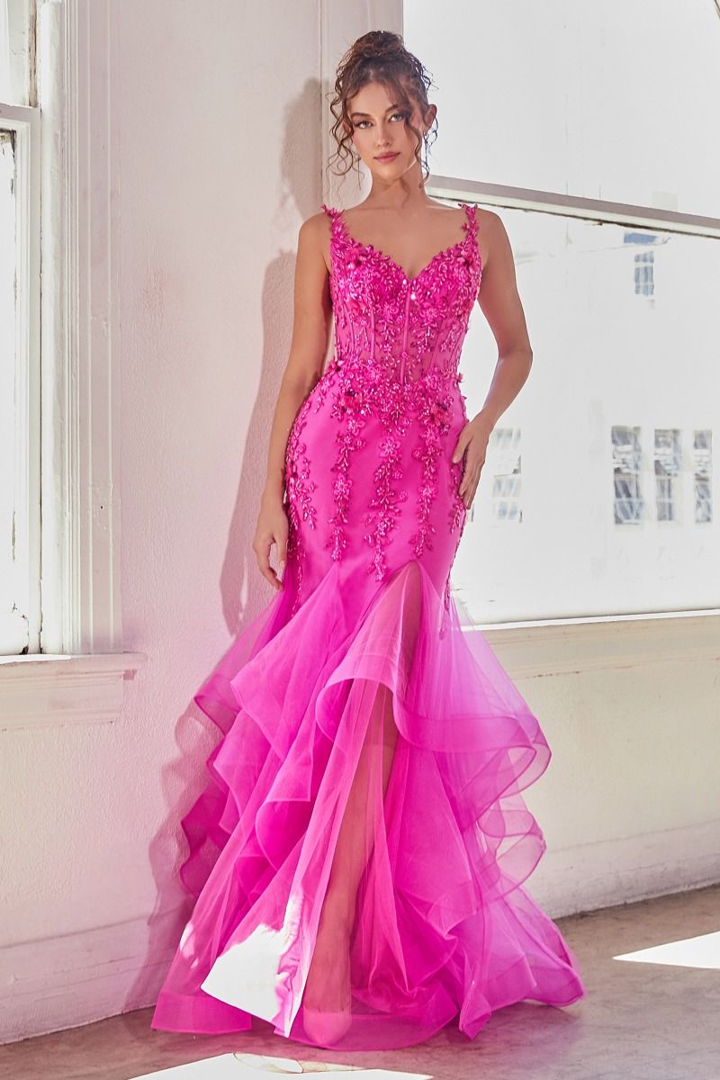 Anna Gown - Fuchsia - Mermaid Embellished Gown