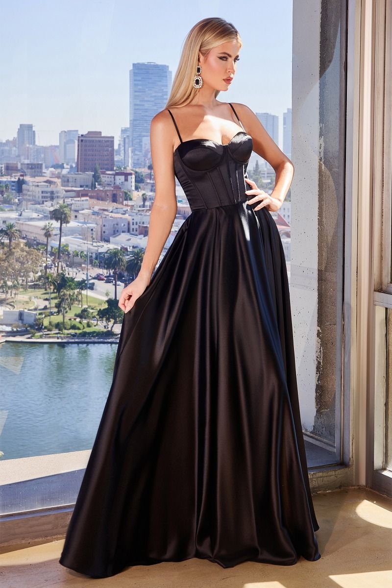 SELMA GOWN - A-LINE LUXE SATIN BUSTIER DRESS