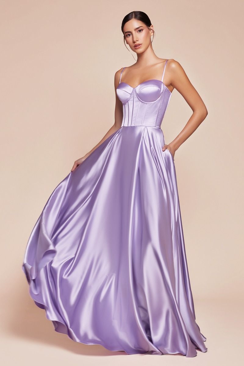 SELMA GOWN - A-LINE LUXE SATIN BUSTIER DRESS
