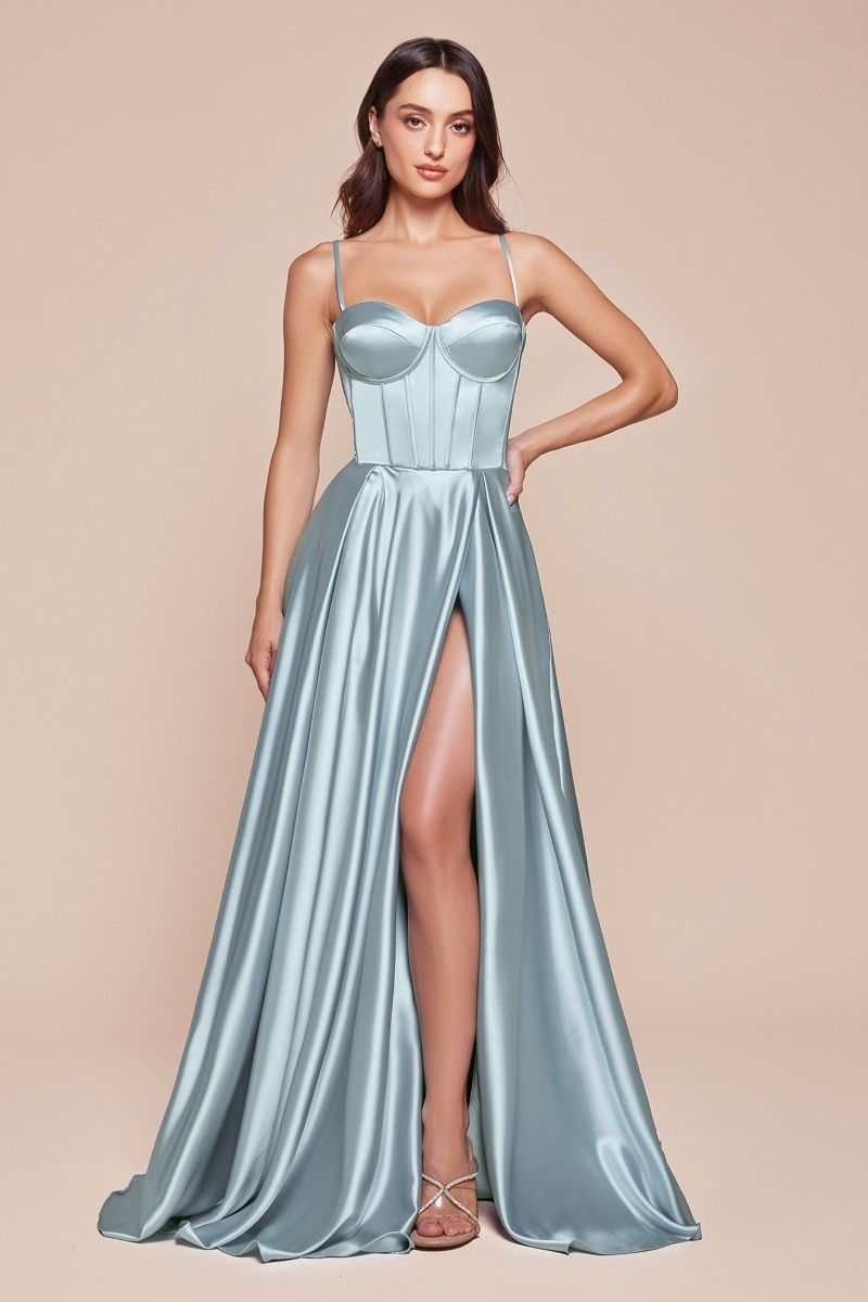 SELMA GOWN - A-LINE LUXE SATIN BUSTIER DRESS