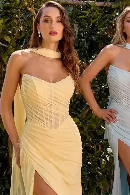 CALLISTA GOWN - STRAPLESS CHIFFON FITTED DRAPED DRESS