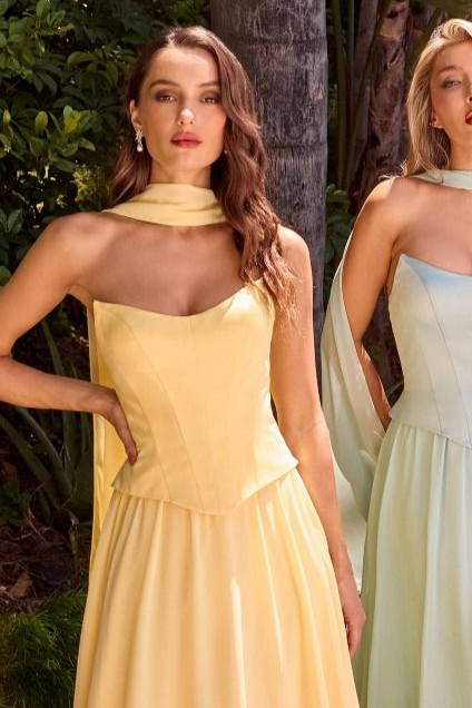 ISABELLA GOWN - STRAPLESS CHIFFON DRESS WITH SCARF