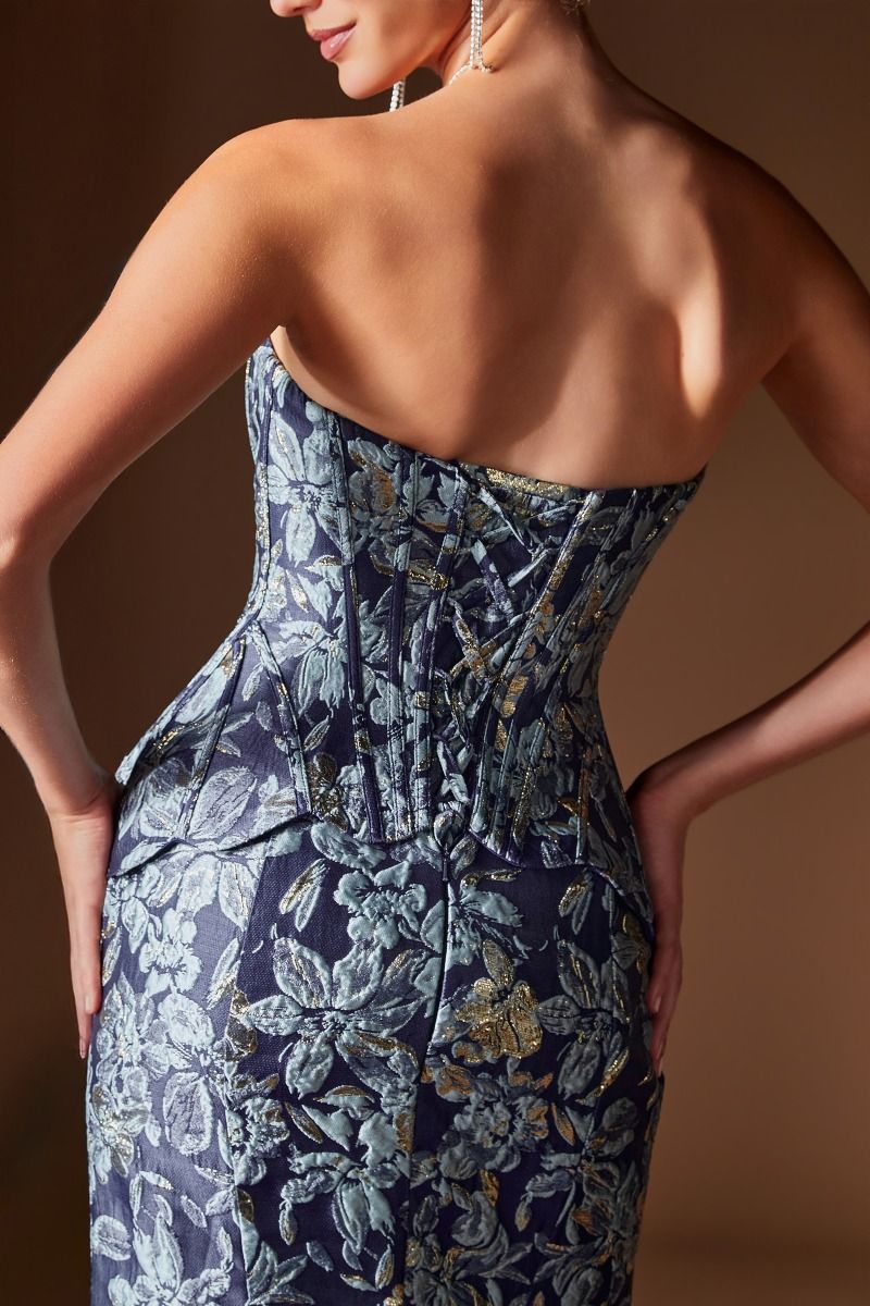 Jackie Gown - Jacquard Mermaid Dress With Shawl