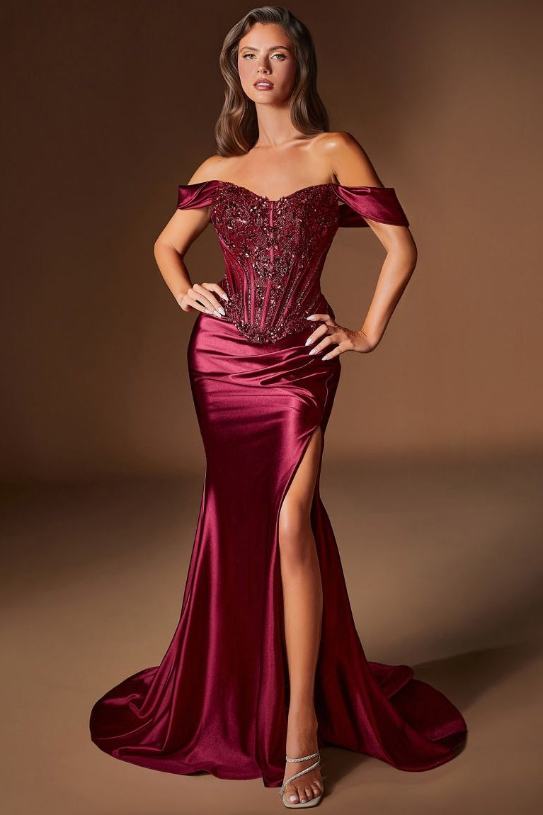 Lady Black Tie - Ambrose Gown - Basque Waist Corset Satin Dress