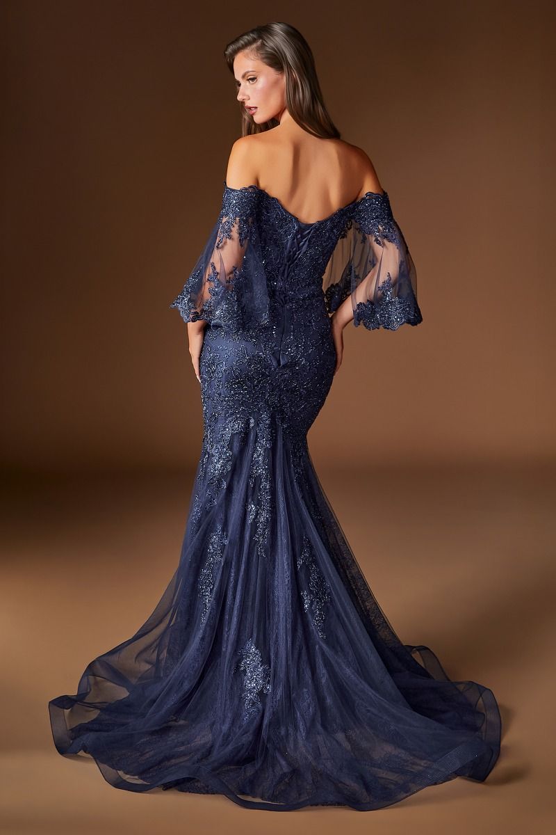 Margareta Gown - Lace Mermaid Formal Dress with Bell Sleeves