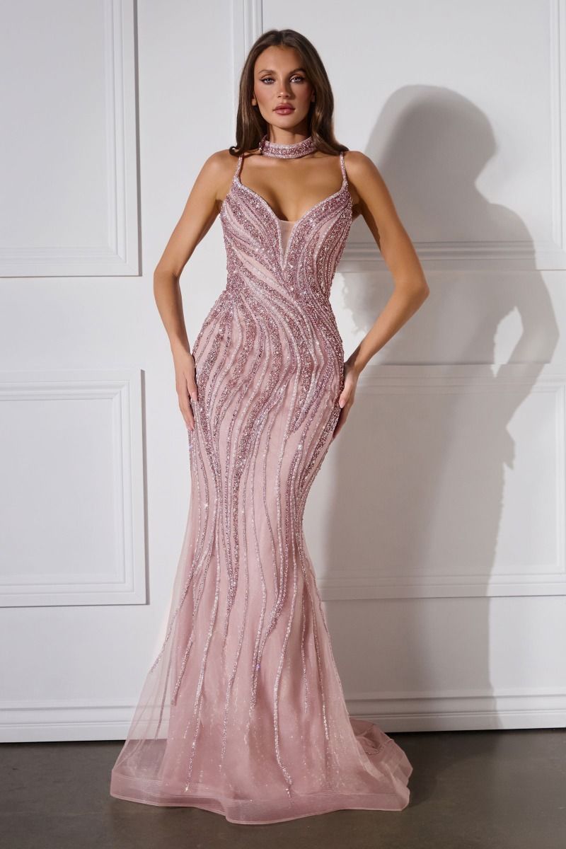 Chrishell Gown - Crystal Embellished Dress With Choker