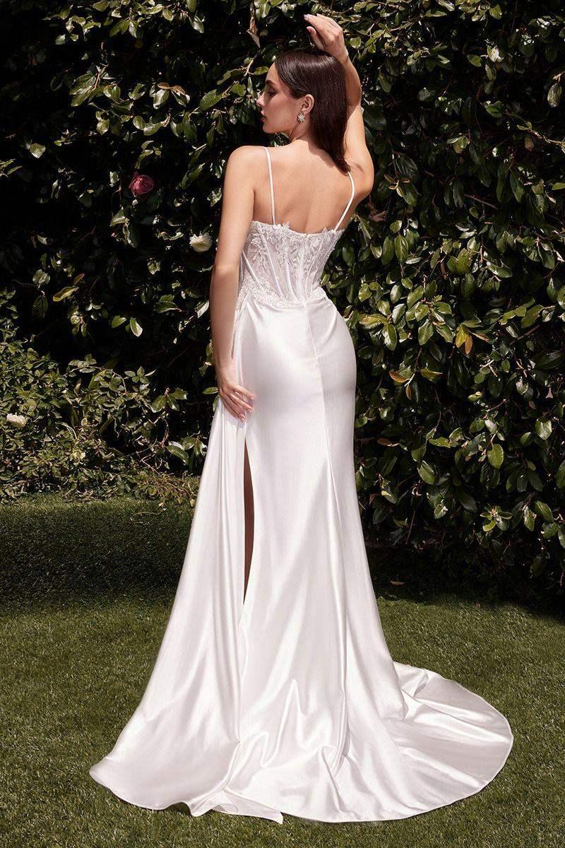 TEAGAN GOWN - OFF WHITE - FITTED SATIN & LACE