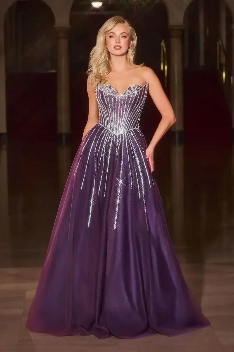 AUGUSTINE GOWN - STRAPLESS BEADED BALL GOWN
