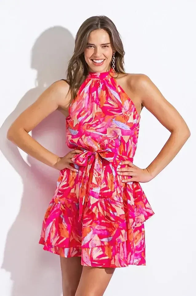 PRETTY AND POISED WOVEN MINI DRESS