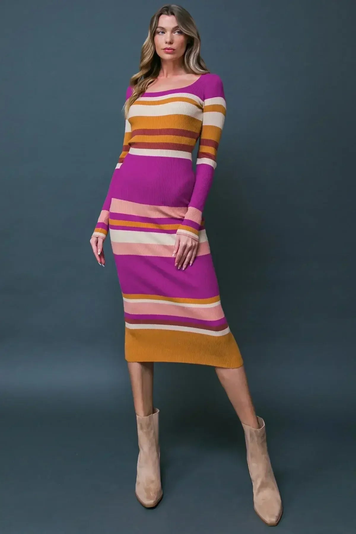 URBAN STRIPES - SWEATER DRESS - MAGENTA