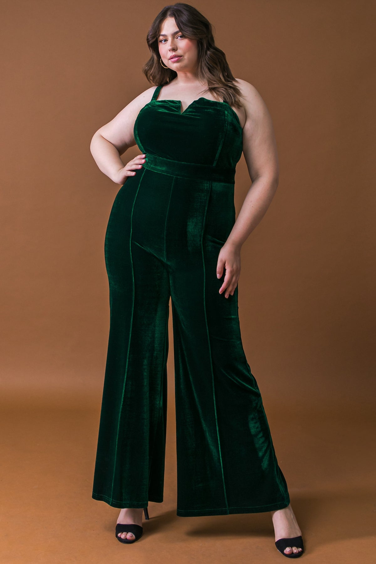 TWILIGHT HOUR - V-NOTCH VELVET JUMPSUIT