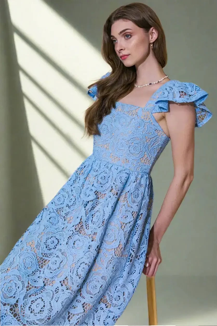 STILL THINKING LACE MIDI DRESS