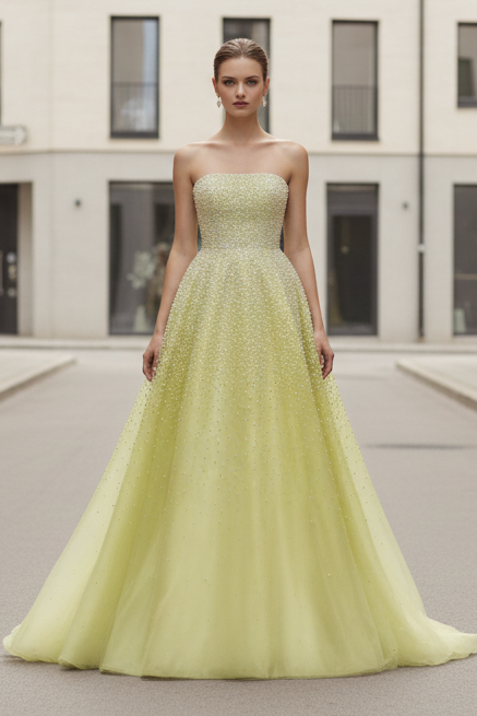Ava Presley 42500 in Soft Yellow, front view | Lady Black Tie