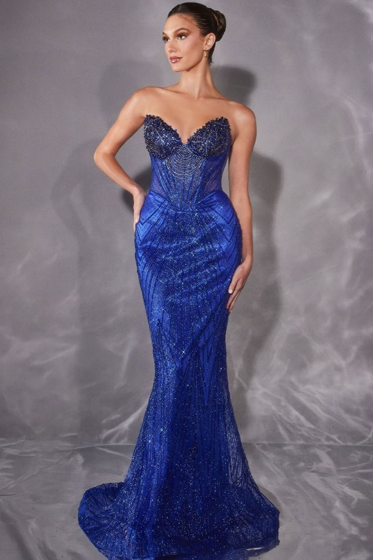 Rialto Gown - Fitted Dress with Sheer Corset Bodice