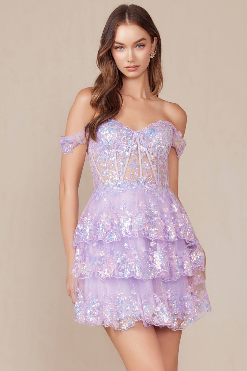 Brenna Mini Dress - Off The Shoulder Tiered Cocktail Dress