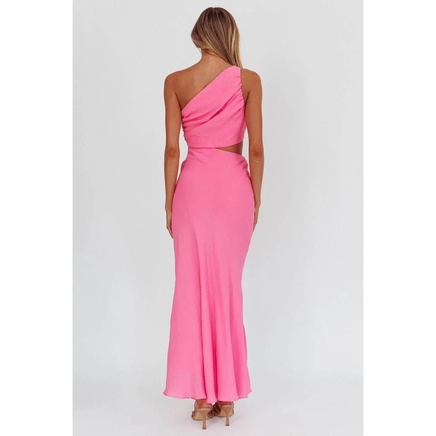 Lindsay Maxi Dress - Hot Pink One Shoulder Dress