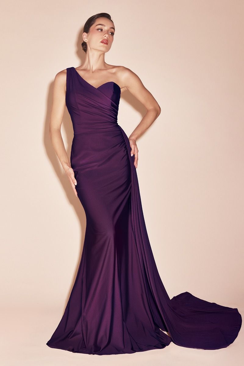 SHANNON GOWN - ONE SHOULDER STRETCH SPANDEX SATIN DRESS