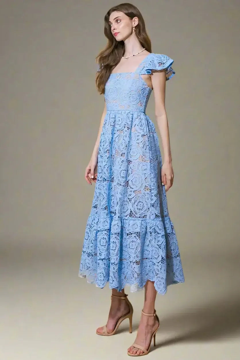 STILL THINKING LACE MIDI DRESS