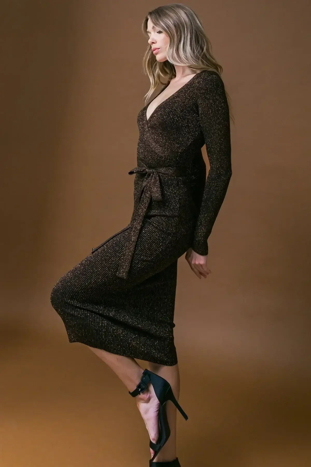 FOREVER IMPRESSED - METALLIC THREAD SWEATER DRESS