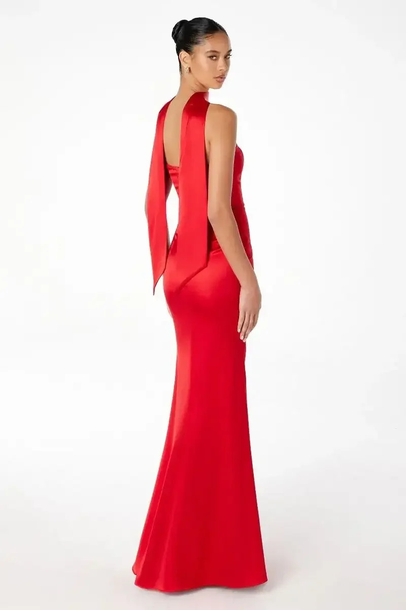 Brynn Maxi Dress - Strapless Fitted Satin Dress