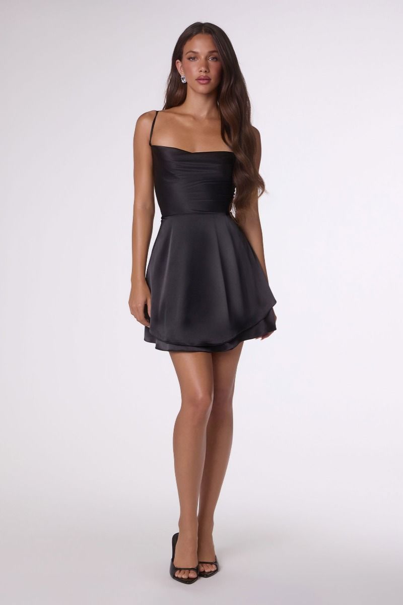 Charmaine Mini Dress - Satin Cocktail Dress
