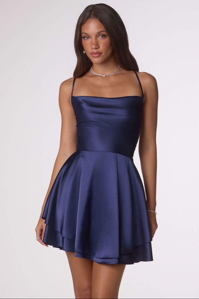 Charmaine Mini Dress - Satin Cocktail Dress