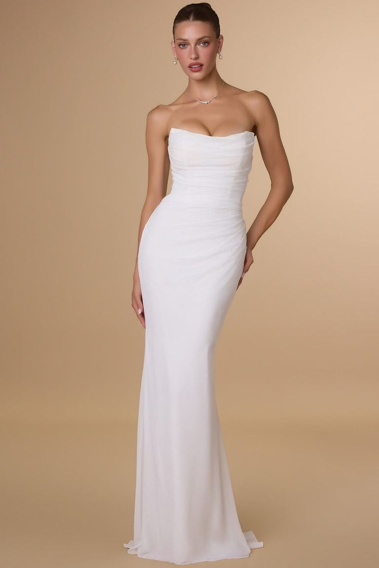 strapless white dress Lady Black Tie - Haven Gown - Off - Long Chiffon Zara | Dresses | Pair this flowy white 于 Style:Accessories