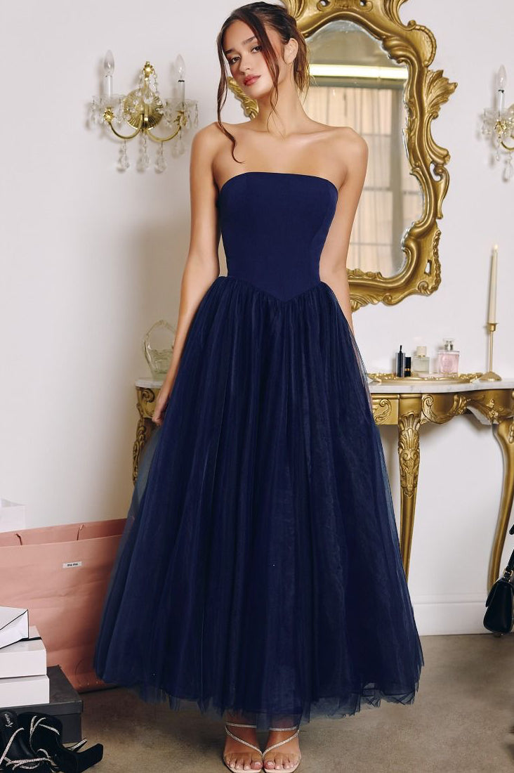 OPHELIA GOWN - STRAPLESS A-LINE DRESS WITH BOW