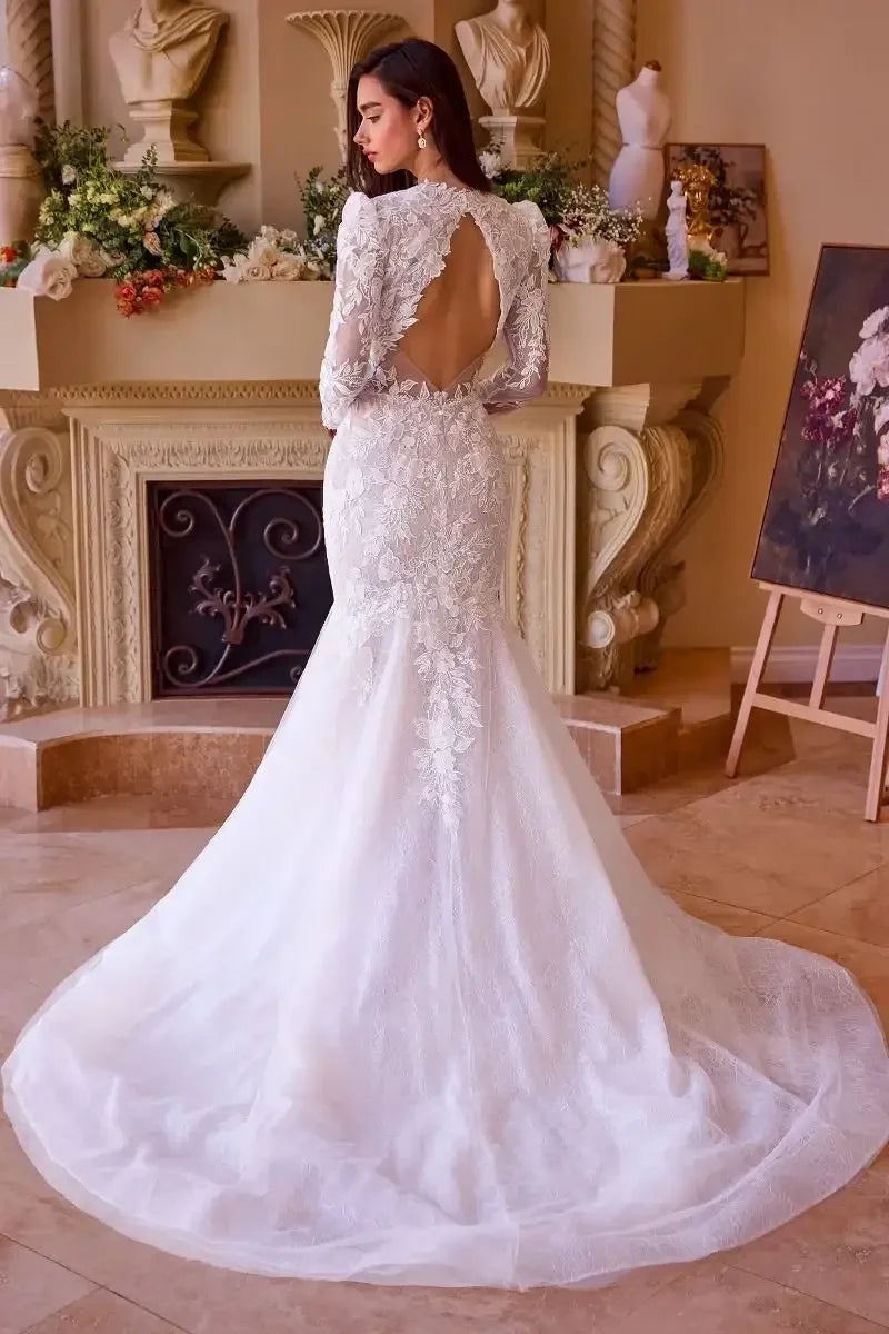WL036 - Long Sleeve Lace Mermaid Bridal Gown - Andrea & Leo