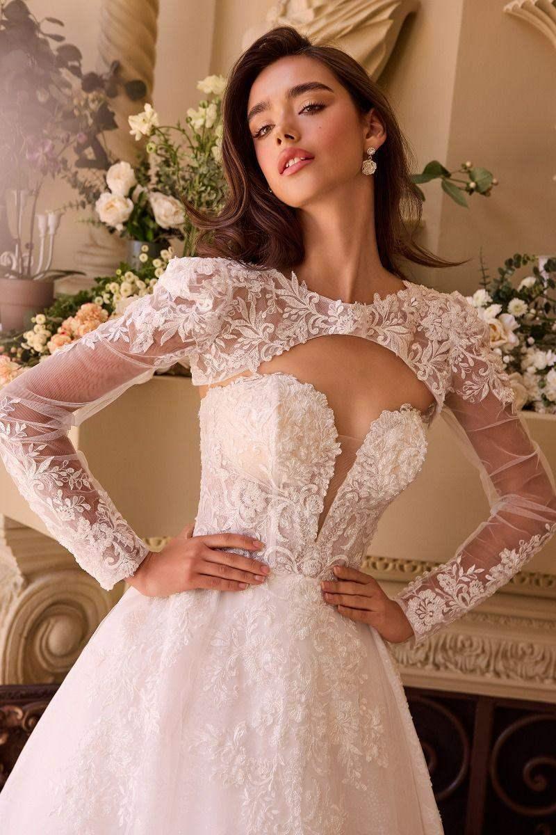 WL037 - Strapless Wedding Ball Gown & Lace Bolero - Andrea & Leo