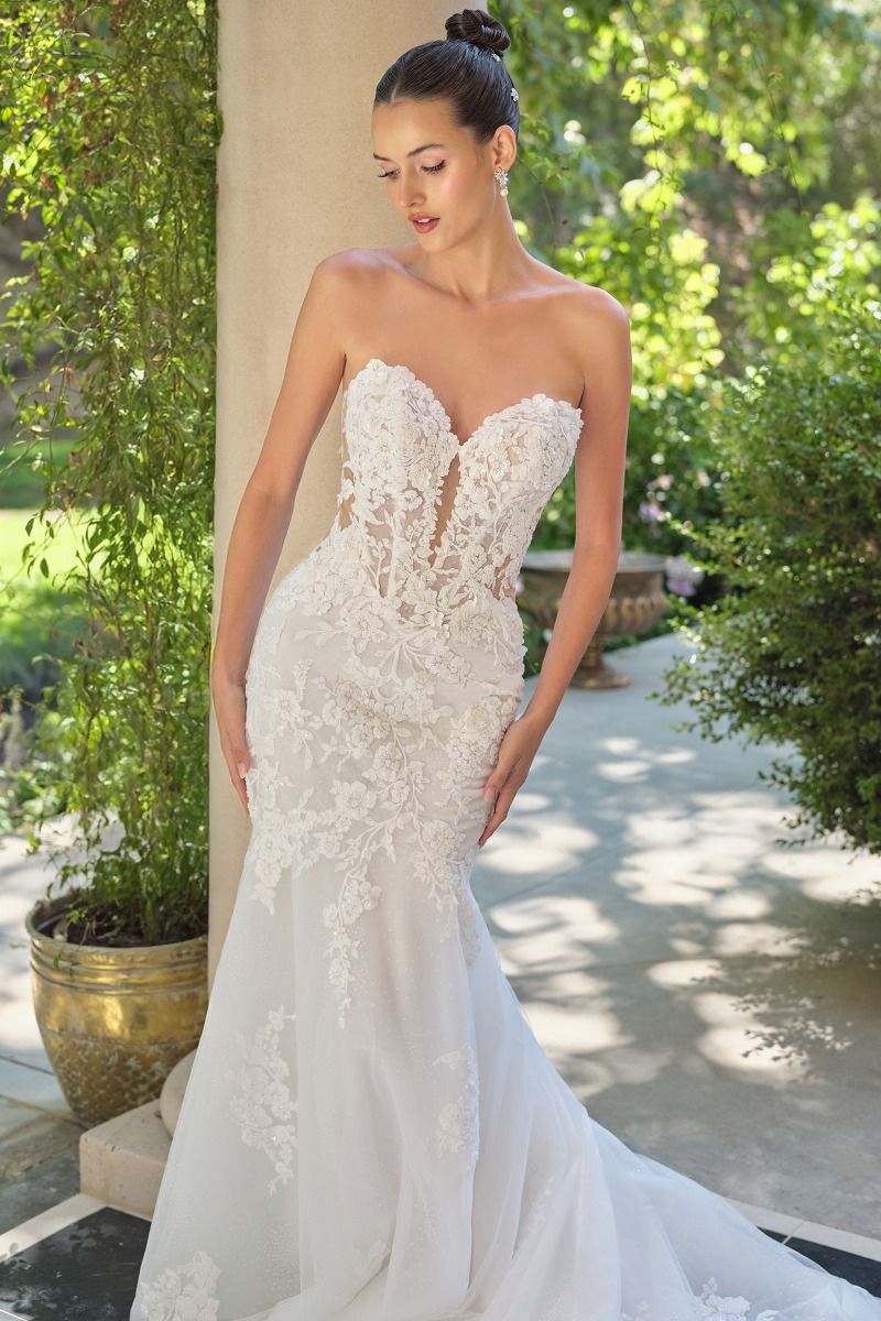 WL065 - Strapless Mermaid Wedding Gown with Removable Sleeves - Andrea & Leo