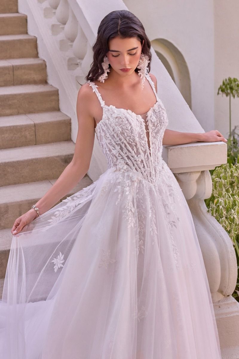 WL075 - Leaf Motif Layered Tulle Wedding Ball Gown - Andrea & Leo