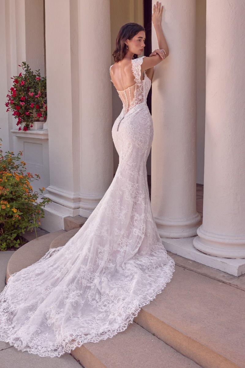 Andrea & Leo WL080 off white figure-hugging lace mermaid bridal gown | Lady Black Tie
