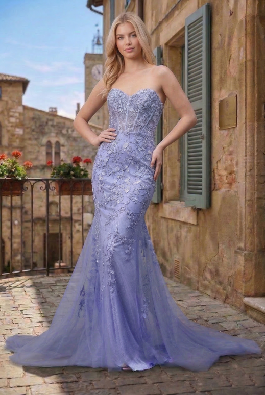 periwinkle wedding guest dress Lady Black Tie - Novalee Gown - - Hot Stone With Lace Up Back fuller skirt allows room for hips Jovani 36782 - Sleeveless Bead