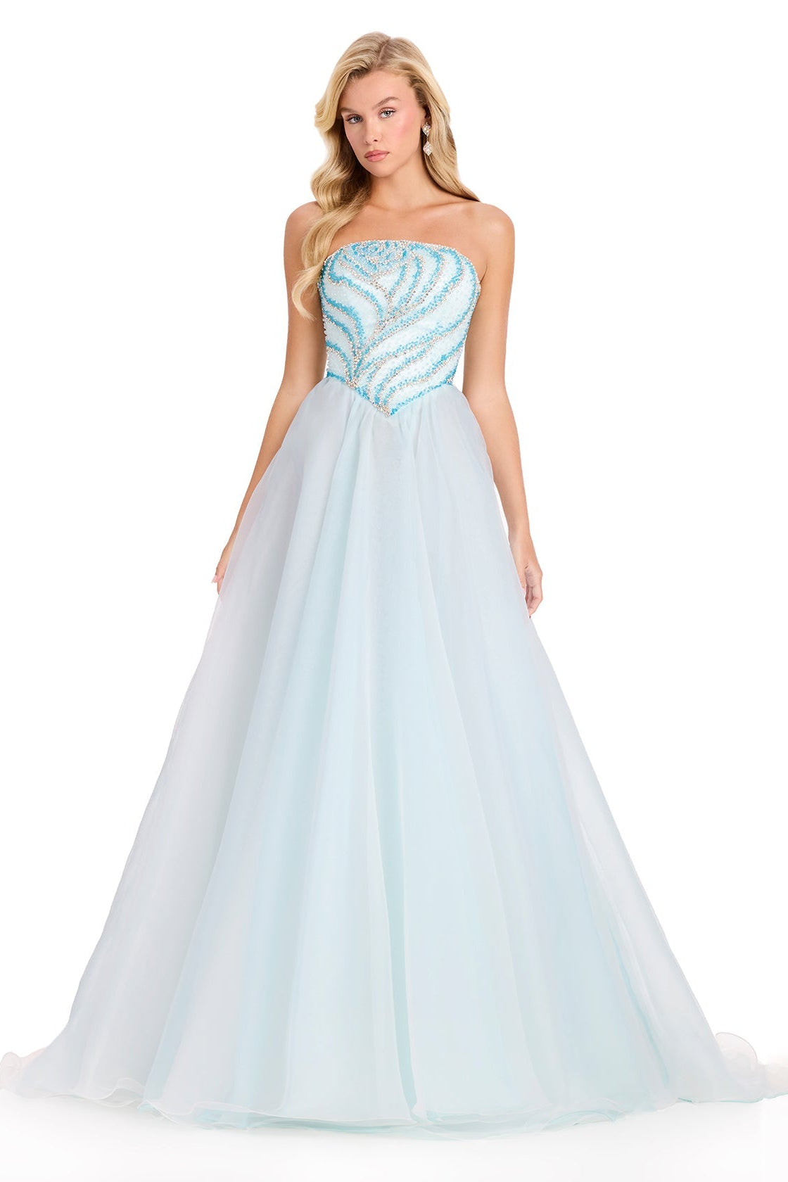 Sky ASHLEYlauren 12389 Strapless Organza Ball Gown | Lady Black Tie