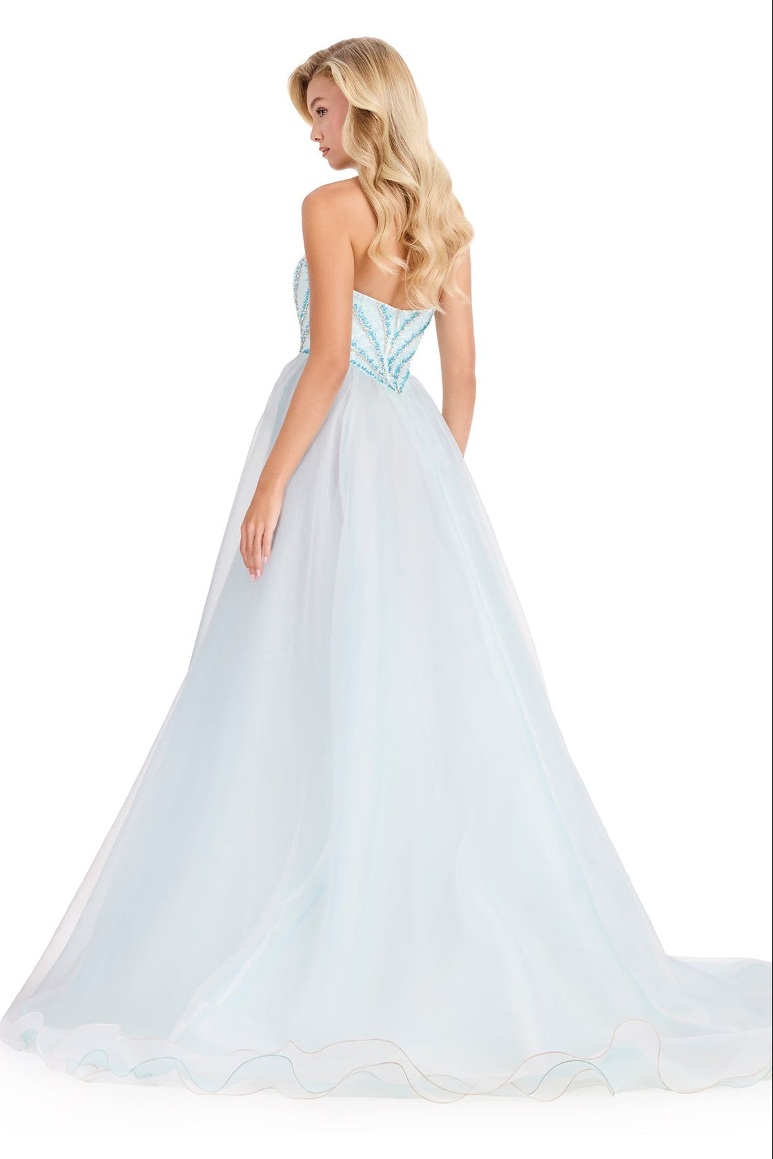 Sky ASHLEYlauren 12389 Strapless Organza Ball Gown | Lady Black Tie