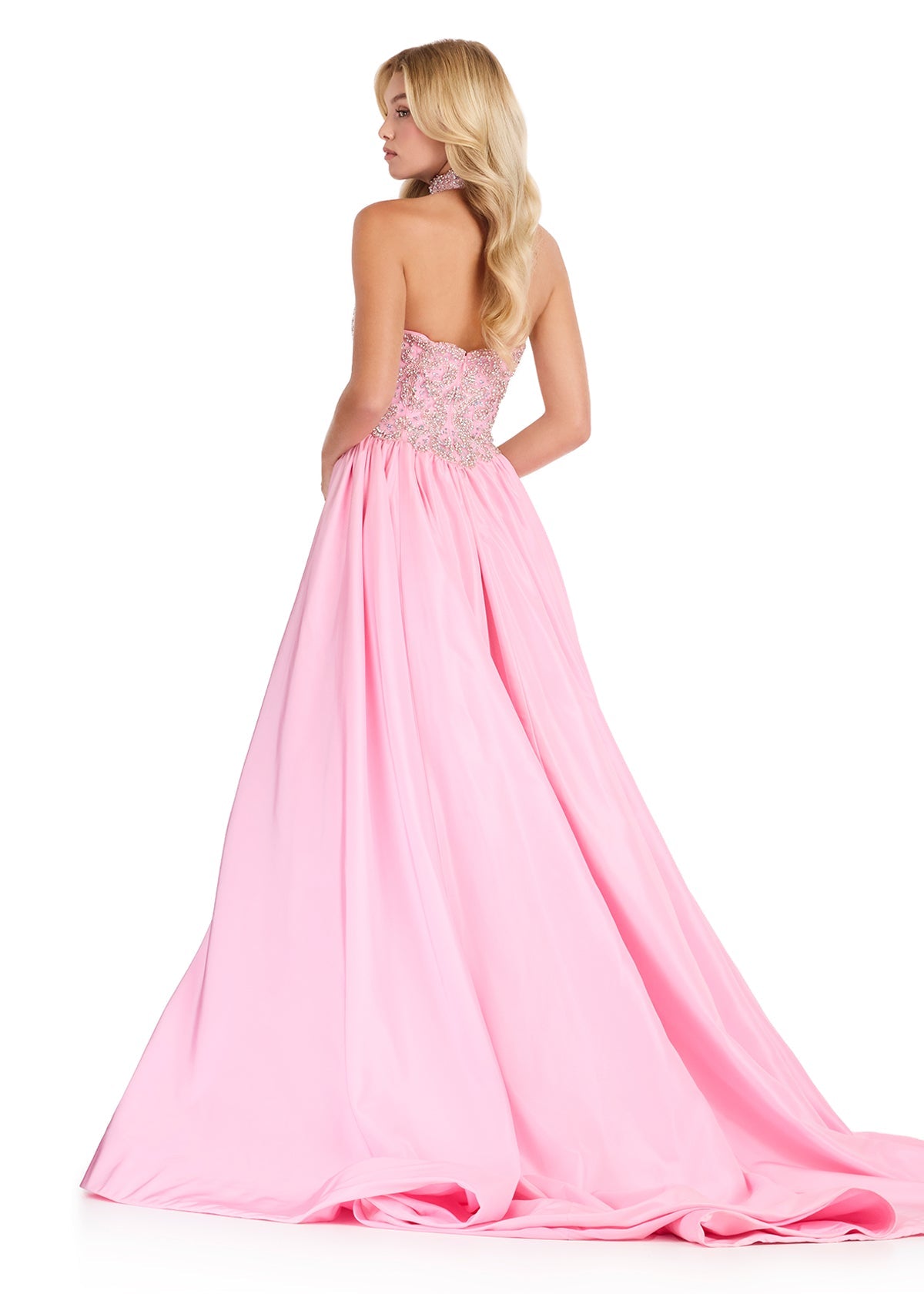 Ice Pink ASHLEYlauren 12425 Plunging Sweetheart Ball Gown | Lady Black Tie
