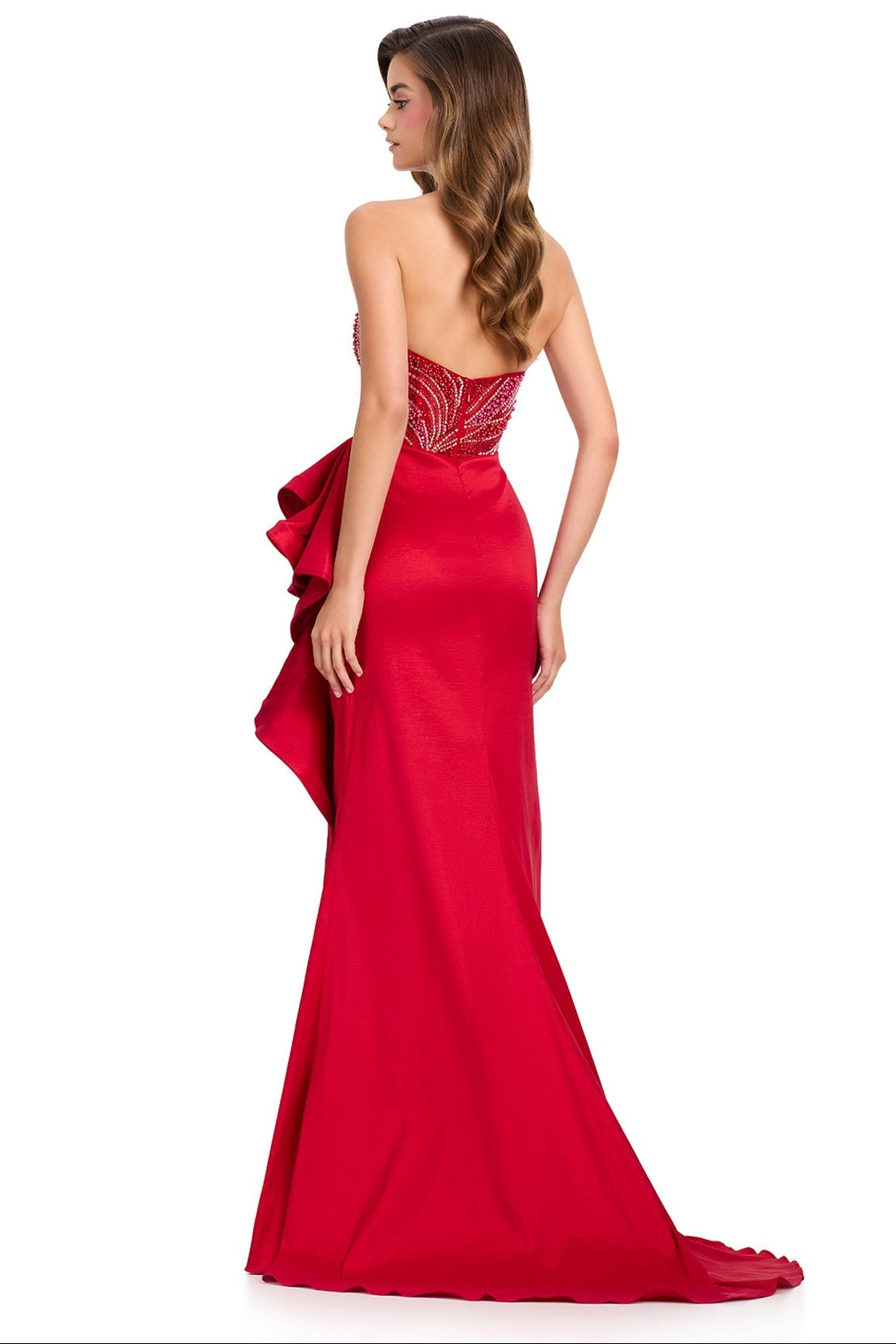 Red ASHLEYlauren 12435 Embellished Taffeta Gown | Lady Black Tie