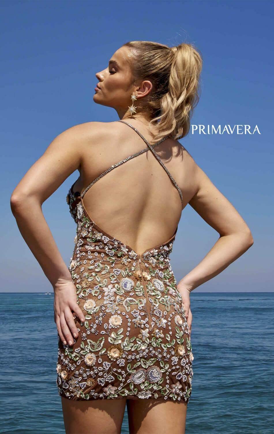 1938 - Primavera - V-Neck Short Dress with Floral Sequins