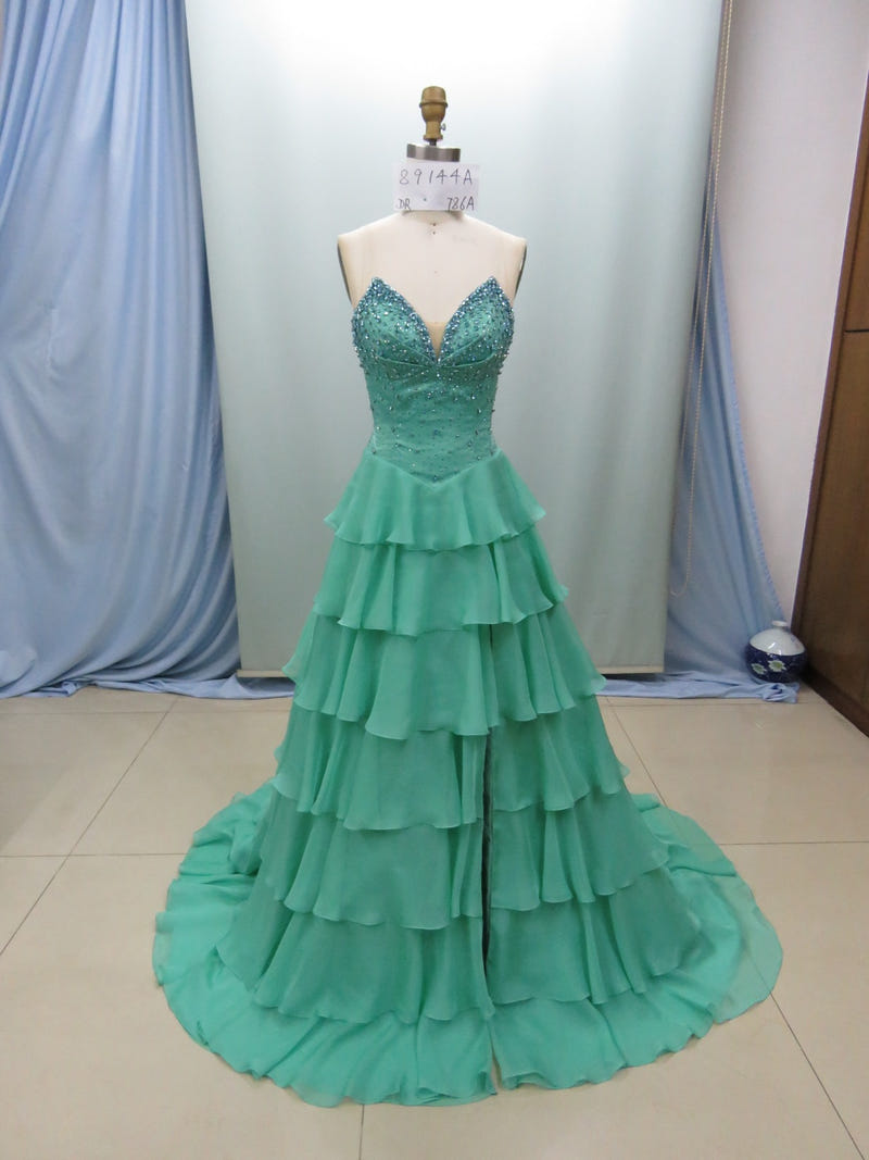 26407 - Ava Presley - Strapless Chiffon Gown With Tiered Skirt