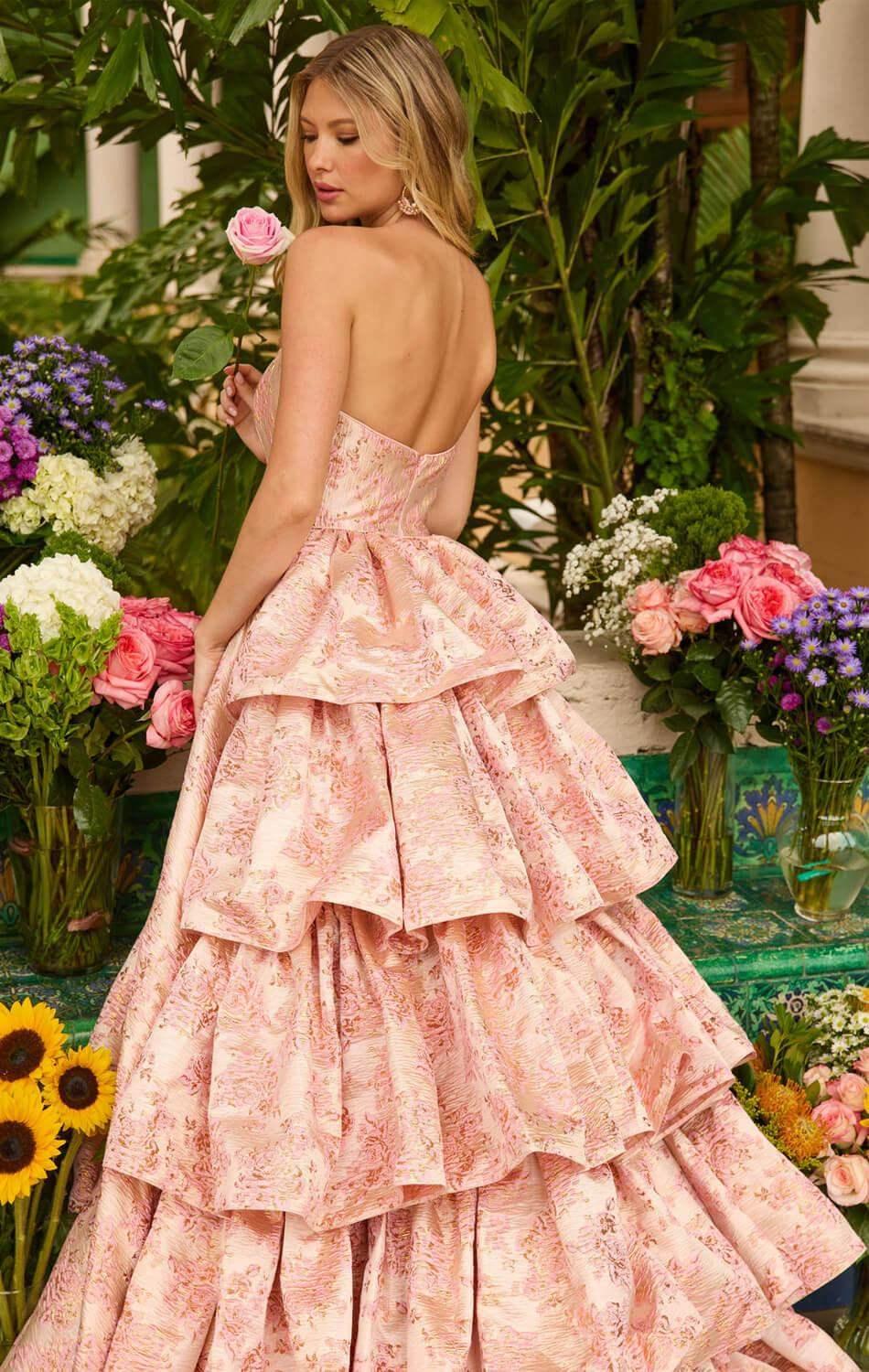 26412 - Ava Presley - Floral Jacquard Ball Gown