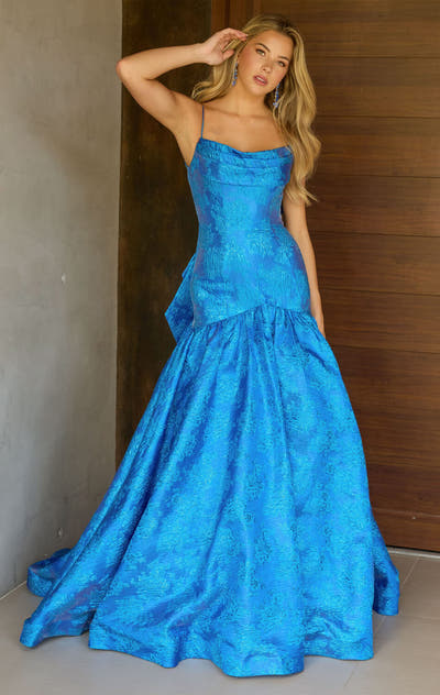 26419 - Ava Presley - Metallic Brocade Gown With Bow