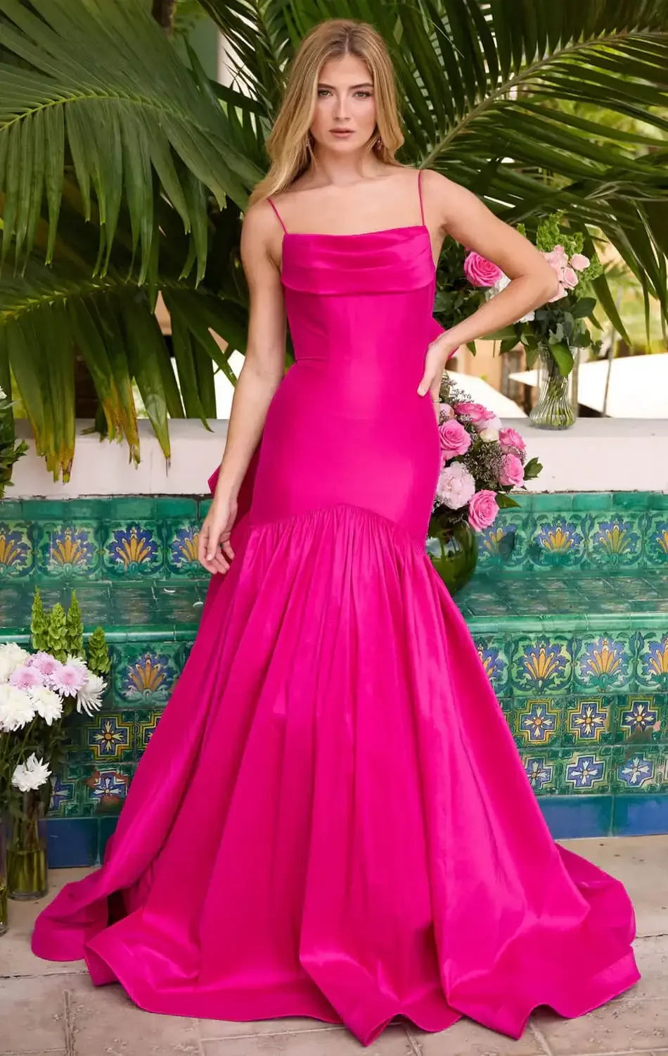 26422 - Ava Presley - Taffeta Mermaid Gown With Bow