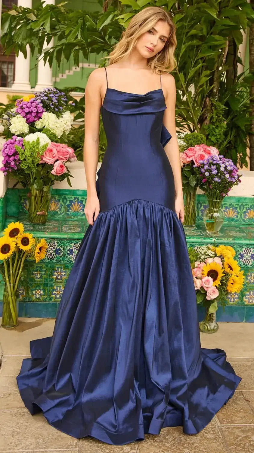 26422 - Ava Presley - Taffeta Mermaid Gown With Bow