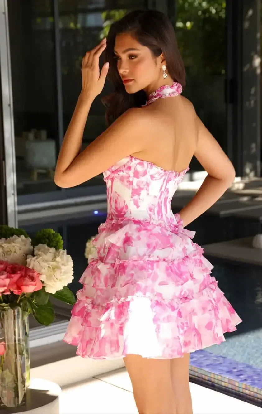 26446 - Ava Presley - Floral Halter Mini Dress