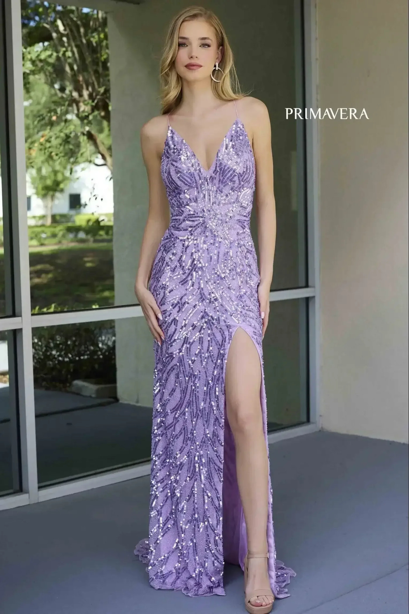 4121 - Primavera - Sequin Beaded Fitted Gown