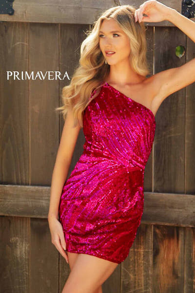 4214 - Primavera - One Shoulder Sequin & Beaded Mini Dress